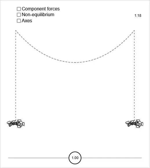 Catenary in equilibrium with vertical tensioning sections