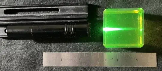 Uranium glass cube and 405 nm laser