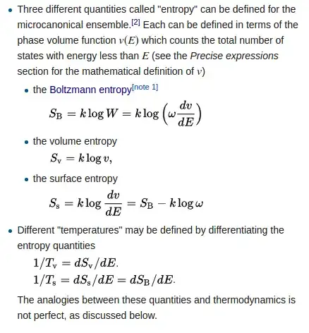 Wikipedia's claim to multiple types of entropy