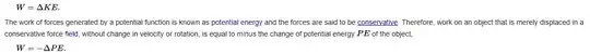 The link between the work energy principle and potential energy
