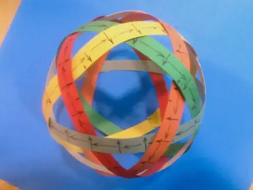Model with colored paper strips