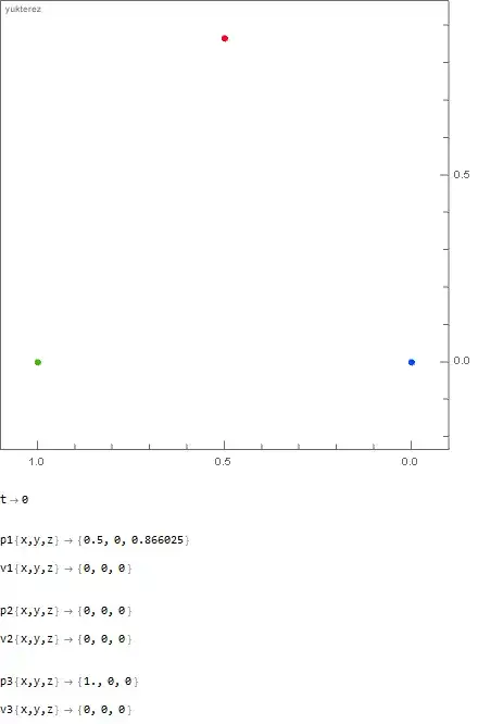 1000kg vs 100 kg vs 1 kg, initial distance: 1 meter
