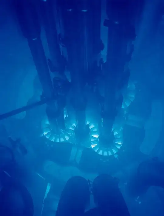 blue glow of Cherenkov radiation
