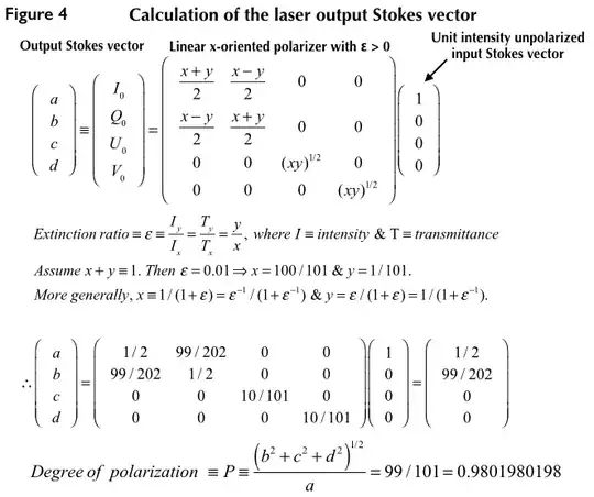 Manual Mueller calculus computation