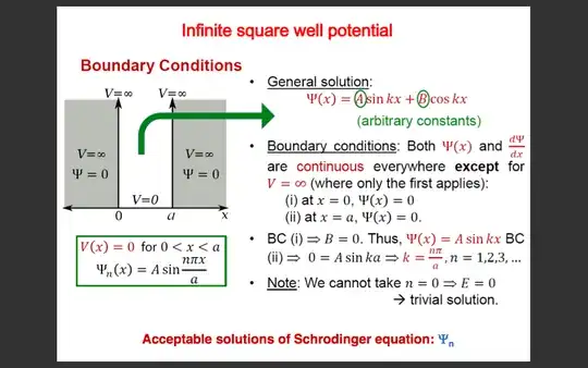 According to the Born's postulates, psi should be atleast differentiable to the first order then why does we not require psi in this case to be differentiable at X = a and X = 0.
