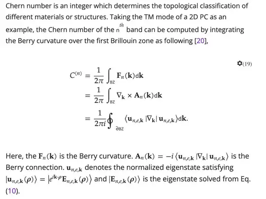 Example of integrating the berry phase to get Chern Number