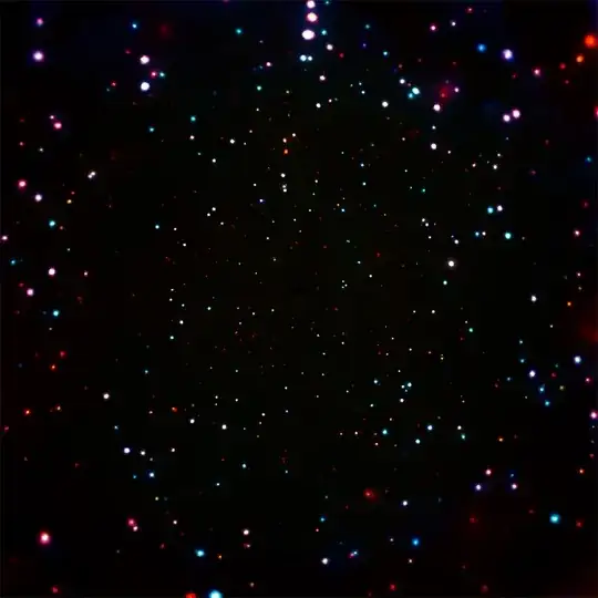 Portion of the Chandra Deep Field-South, with different wavelengths of X-rays colored red, green, and blue