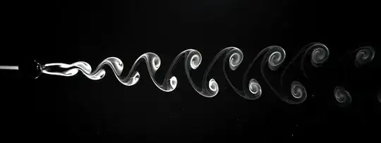 Vortex shedding made visible by smoke
