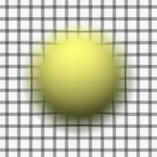 Render 6: Sphere in front of a grid plane, focus behind both grid and sphere
