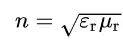 Function for index of refraction