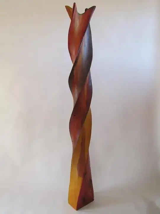 Twisted wood sculpture by Michael Semsch