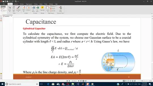 Capacitance inside a Cylinder