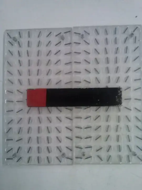 Photo by Yzarc-pan of needles in the field of a bar magnet