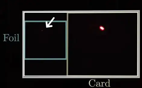 Bright spot on black card, and faint spot from reflective diffraction grating