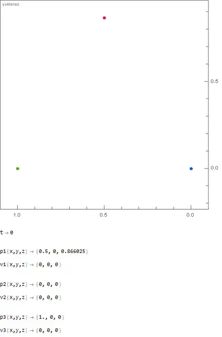 1000kg vs 666 kg vs 500 kg, initial distance: 1 meter