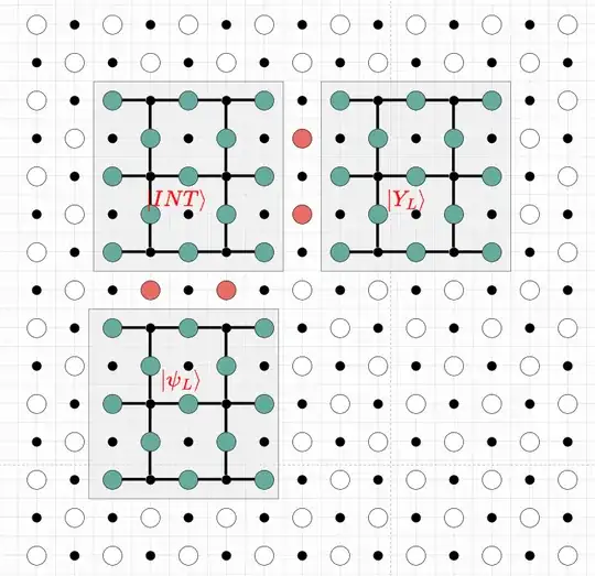 Layout of logical qubits after the first CNOT