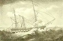 Storm encountered in the Ceres, Capt. Crow, on the passage from Dominica to Liverpool, 1804