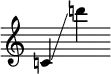 {
       \override SpacingSpanner.strict-note-spacing = ##t
       \set Score.proportionalNotationDuration = #(ly:make-moment 1/8)
       \clef treble \omit Score.TimeSignature
       \relative c'{c!4 \glissando d''!}
     }