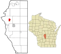 Location in Adams County and the state of Wisconsin.