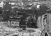 1960s view to the north. The land at the left had been cleared for the construction of Government Center.