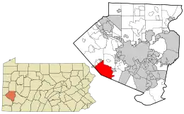 Location in Allegheny County and state of Pennsylvania