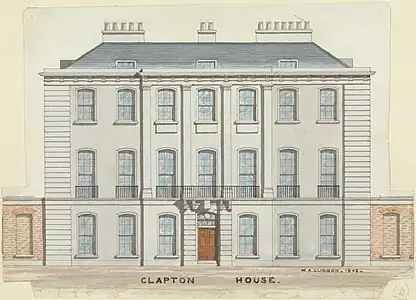 Clapton House, watercolor over graphite, 1842
