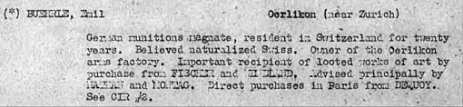 ALIU Final Report Red Flag List of Names 1945-6 Entry for BUEHRLE, Emil NARA G 239Roll: M1782_10F1 https://www.fold3.com/image/232006293