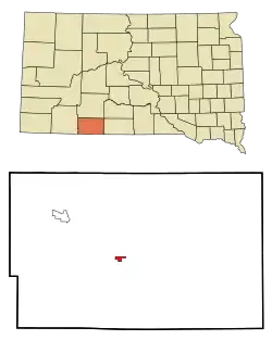 Location in Bennett County and the state of South Dakota