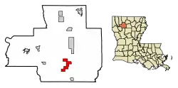 Location of Lucky in Bienville Parish, Louisiana.