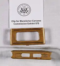 En bloc clip used in Oswald's Carcano rifle