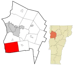 Location in Chittenden County and the state of Vermont.