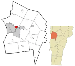 Location in Chittenden County and the state of Vermont