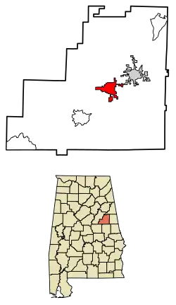 Location of Ashland in Clay County, Alabama.