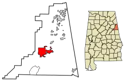 Location of Heflin in Cleburne County, Alabama.