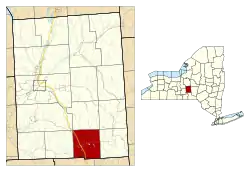 Location within Cortland County and New York