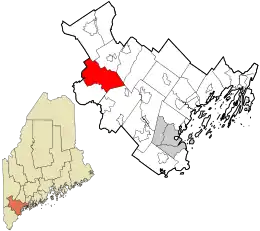 Location in Cumberland County and the state of Maine.