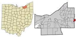 Location in Cuyahoga County and the state of Ohio