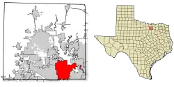 Location of Lewisville in Denton County, Texas