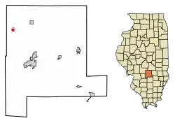 Location of Bingham in Fayette County, Illinois.