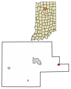 Location of Akron in Fulton County, Indiana.