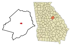 Location in Hancock County and the state of Georgia