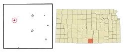 Location within Harper County and Kansas