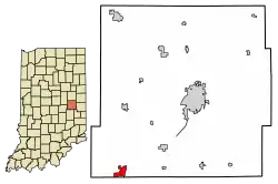 Location of Knightstown in Henry County, Indiana.