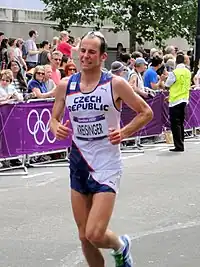 Jan Kreisinger on course of the men's marathon