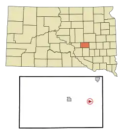 Location in Jerauld County and the state of South Dakota