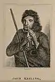 John Keiling, known as Blind Jack, played the flageolet through his nose original line engraving.