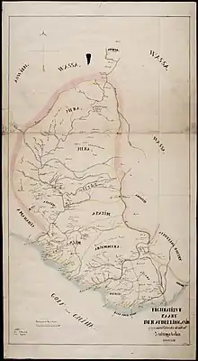 Map of the District of Axim drawn by Julius Vitringa Coulon in 1859.