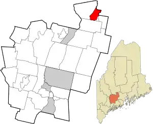 Location in Kennebec County and the state of Maine