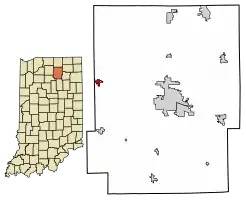 Location of Etna Green in Kosciusko County, Indiana.