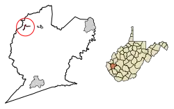 Location of West Hamlin in Lincoln County, West Virginia.